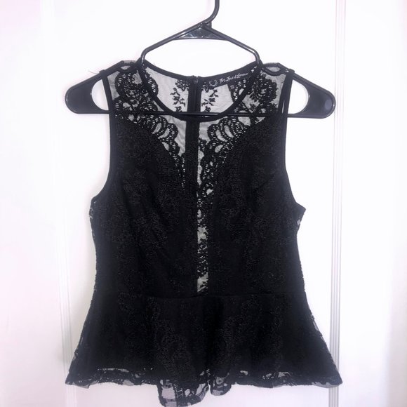 For Love & Lemons, Black Lace Peplum Top, Size S - Picture 5 of 5